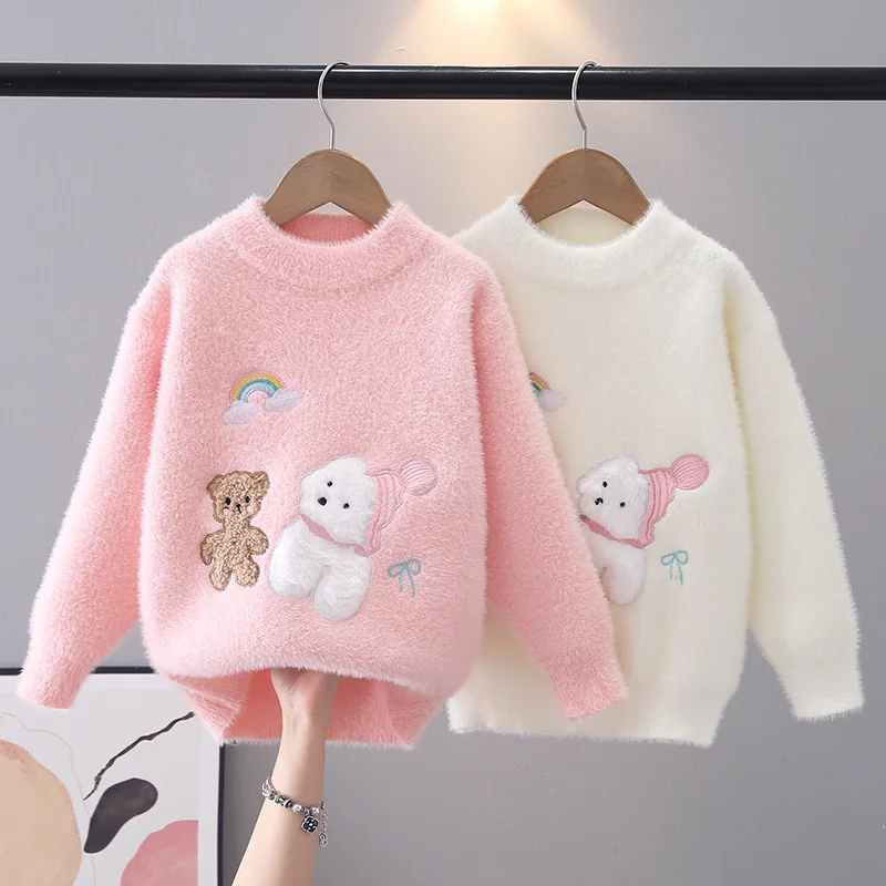 سترة محبوكة للفتيات لخريف وشتاء 2025 بلوزات بأكمام طويلة ورقبة مستديرة بلوفر مريح ملابس أطفال عصرية جديدة #1