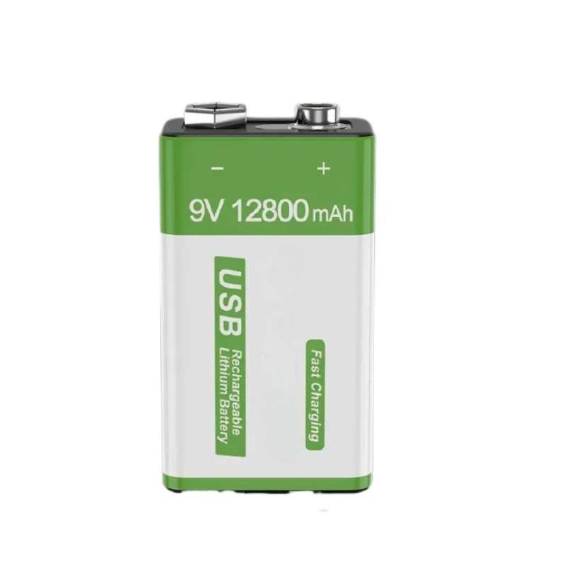 9V 12800mAh Li-ion Rechargeable Battery Type-C Battery 9V USB Lithium for Multimeter Microphone Toy +USB Charging Cable Bateria