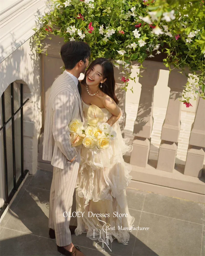 OLOEY-Robe de Mariée en Tulle Doux à Bretelles Spaghetti, Tenue de Soirée en Couches, Style Coréen, pour Séance Photo, pour Patients Dégradés, Quelle que soit la ix