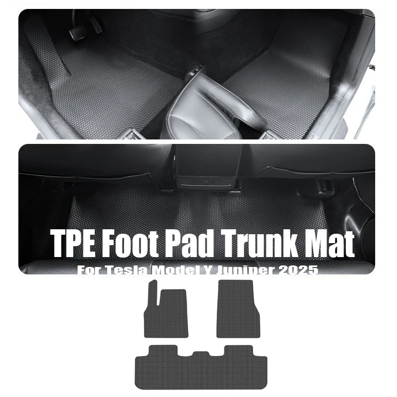 

Для Tesla New Model Y Juniper 2025 2026: Водонепроницаемые коврики TPE для пола и багажника, износостойкие аксессуары для Model Y