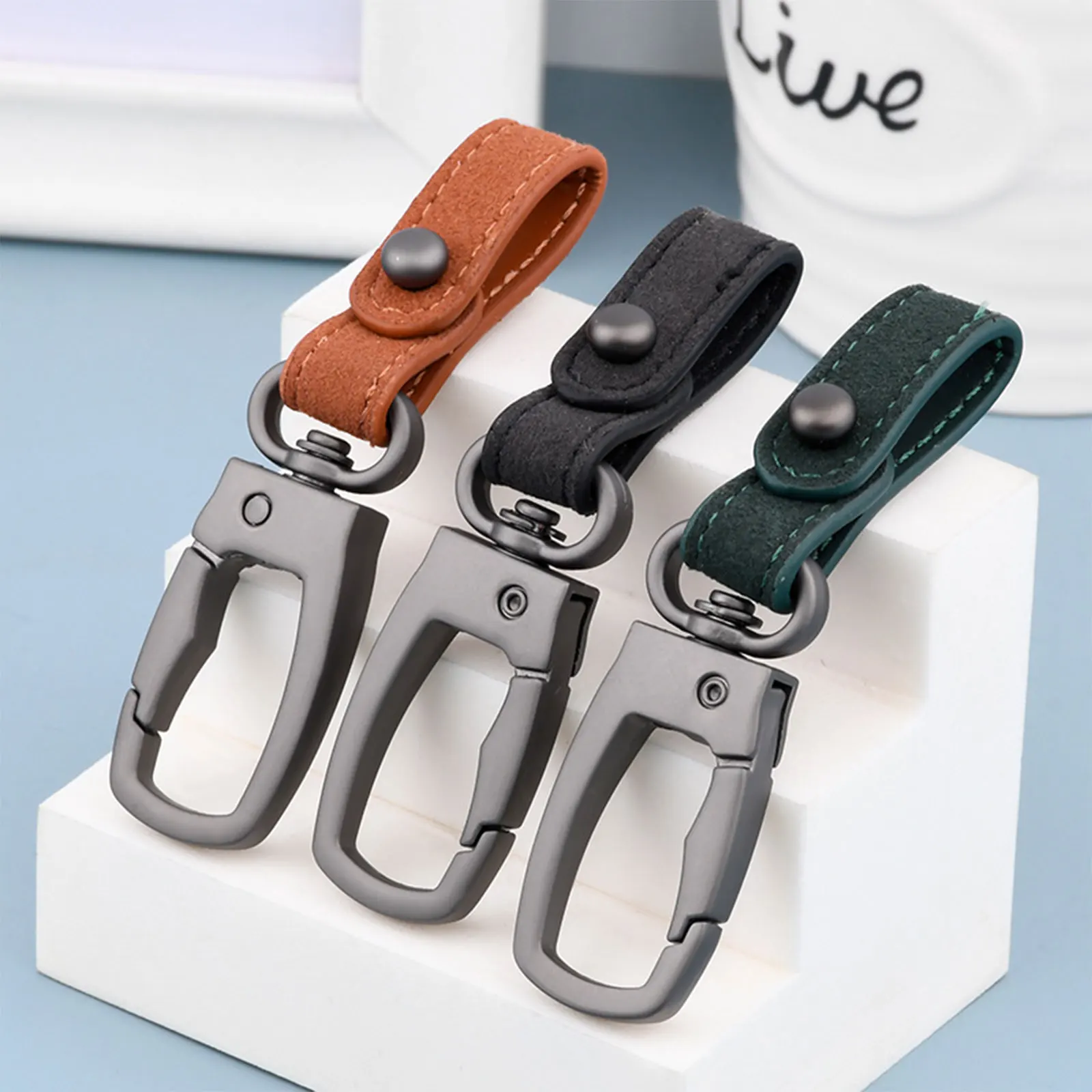 

Genuine Leather Keychains Handmade Car Keyring Holder Organizer Detachable Hang Rope Key Ring Car Interior Accessories