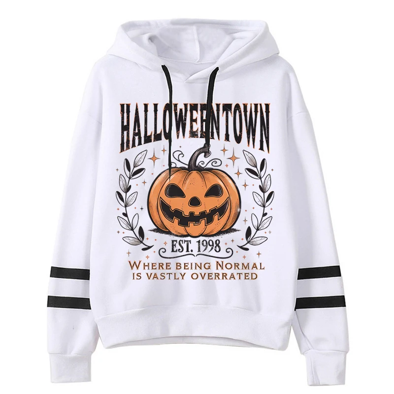 

2024 New Leisure Street Women Hoodies "Halloweentown Est 1998" Print Funny Pumpkin Graphics Pullover Long Sleeve Y2K Sweatshirts