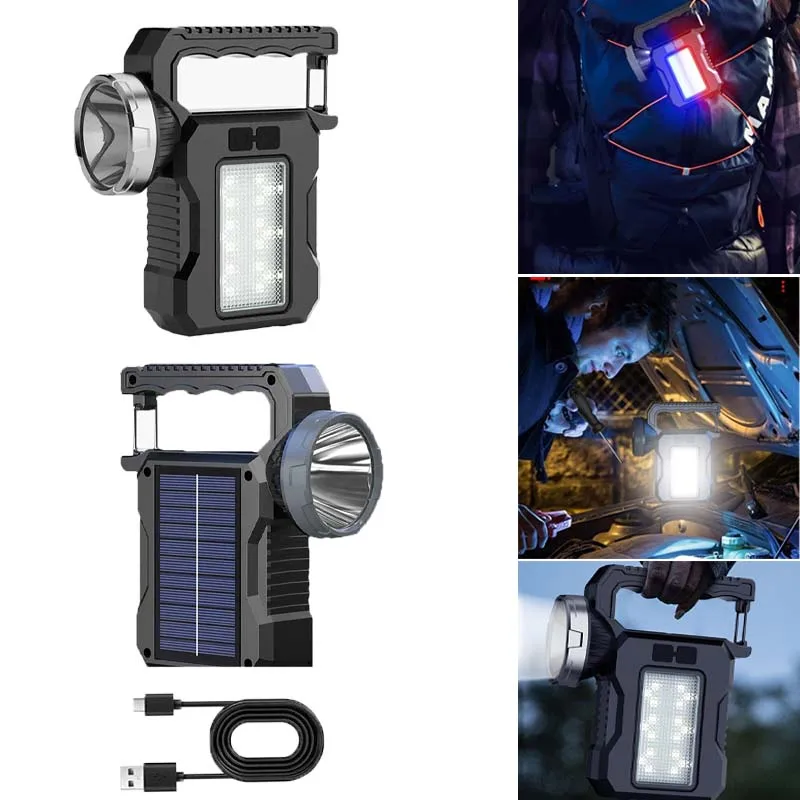 

Светодиодный фонарик на солнечной энергии с зарядкой через USB, многофункциональный портативный водонепроницаемый светильник для кемпинга, пешего туризма, экстренной помощи