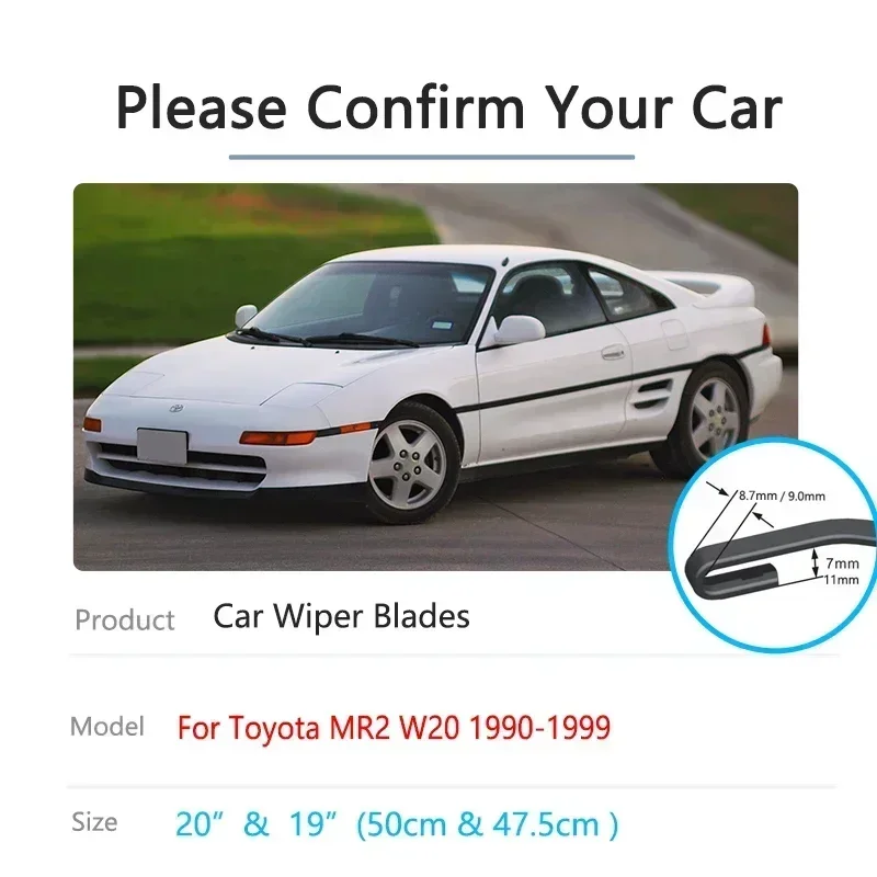 For Toyota MR2 MR W20 1990~1999 Frameless Winter Wiper Blades Rubber Brushes Window Cleaning Auto Replacement Parts U J Hook Arm
