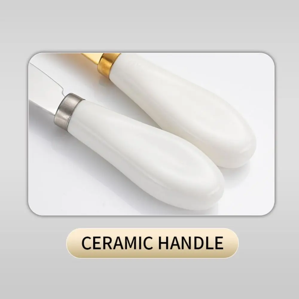 Portable Stainless Steel Cheese Knife Ceramic Handle Wipe Cream Butter Knife Bread Jam Kitchen Tools Canteen
