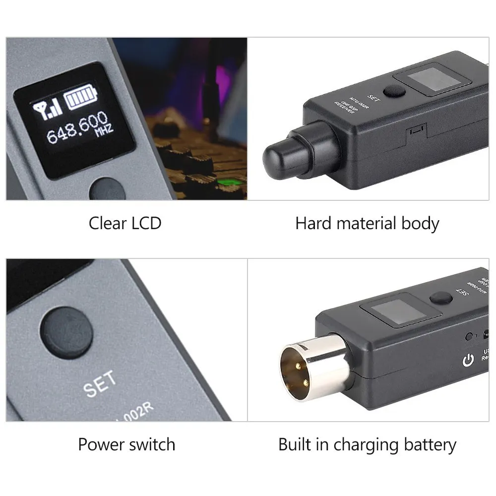 Microphone Wireless System Micphone Wireless Transmitter System UHF DSP Transmitter & Receiver Mic/Line Two Modes for Dyn