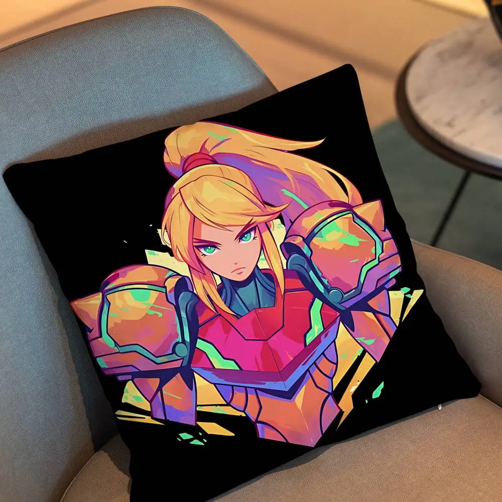 Myles MacKenzie Samus Aran Metroid Cartoon Pillow Cover, 4K HD Printed Cushion Cover case with Various Exquisite Patterns