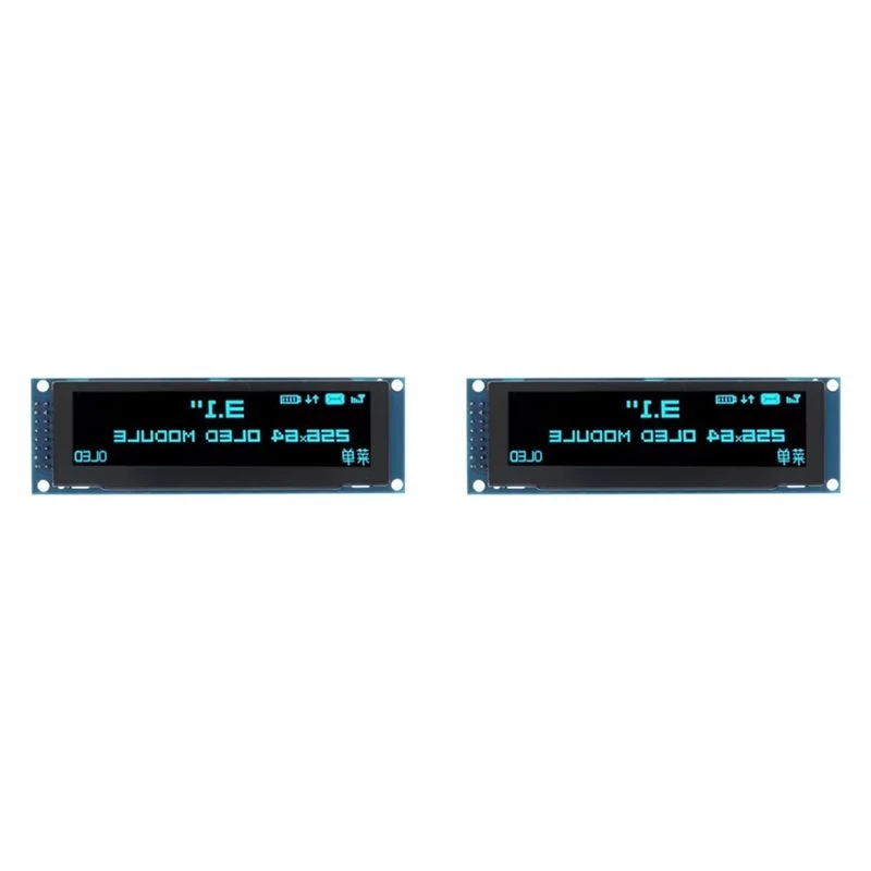 t23c-2-unidades-pantalla-oled-de-312-pulgadas-256x64-ssd1322-modulo-grafico-lcd-con-controlador-pin-de-soldadura-paralelo-spi-para-arduino-c51-azul