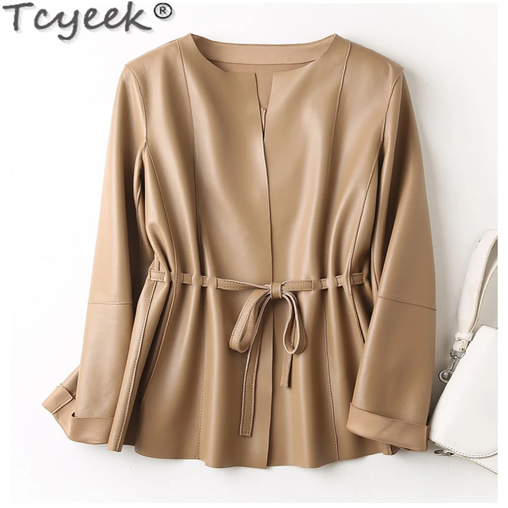 Top Tcyeek Layer Genuine Jacket Women Sping Fall Sheepskin Coat Woman Clothes 23 Korean Fashion Mid-long Leather Jackets