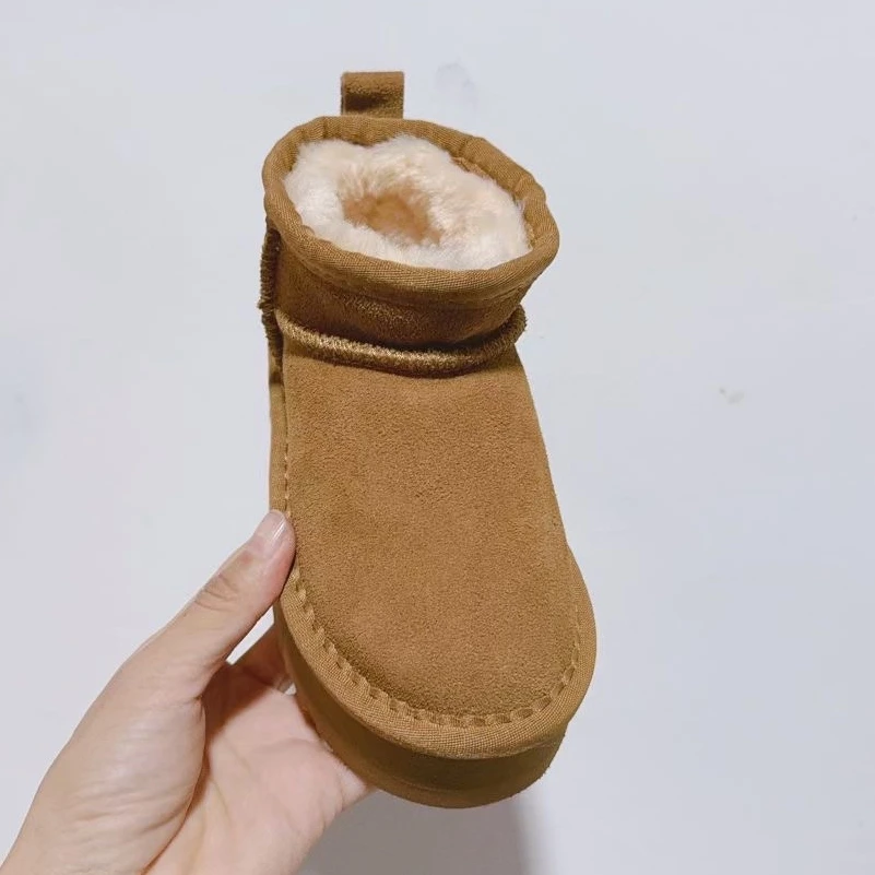 الأطفال الشتاء حذاء الثلج عالي الرقبة دافئ 2025 جديد كلاسيكي الفتيات الصبي طفل الترا صغير نعال من القطن حذاء أطفال طفل منصة حذاء بوت بطول الكاحل