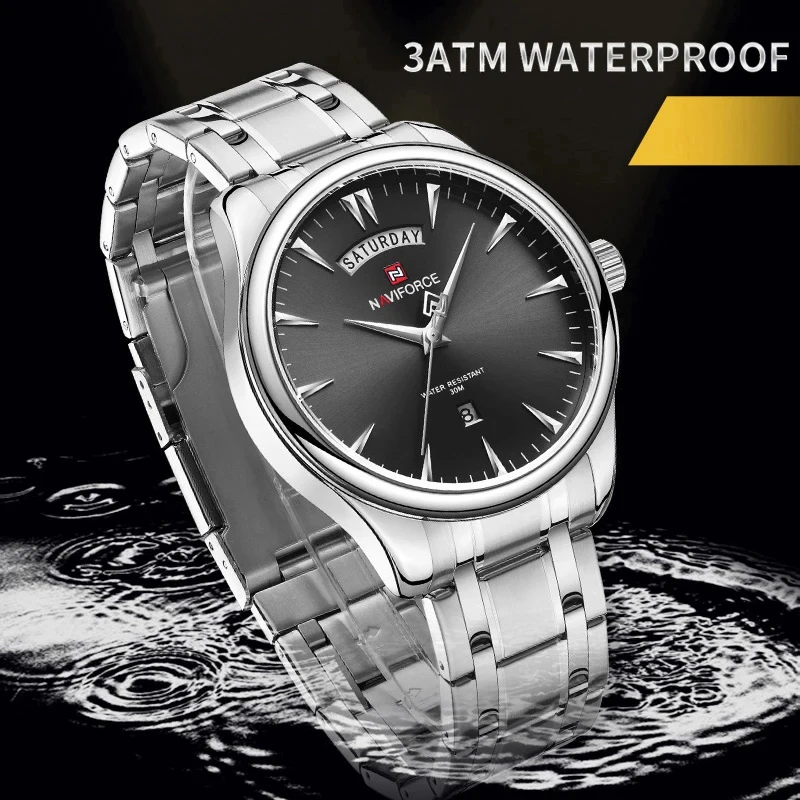 2024 NAVIFORCE Original Business Casual Fashion Male Quartz Wristwatches Calendar 30m Water Resistant Men\'s Watches NF9213