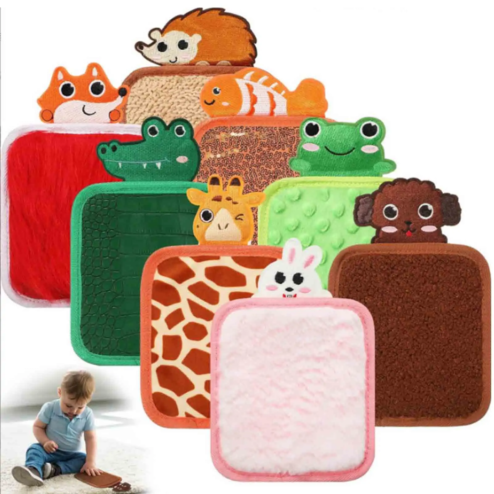 

8Pcs Sensory Mats Tactile Sensory Toys Educational Animal Theme Assorted Sensory Walls Panel for Kids Daycare Training Activity