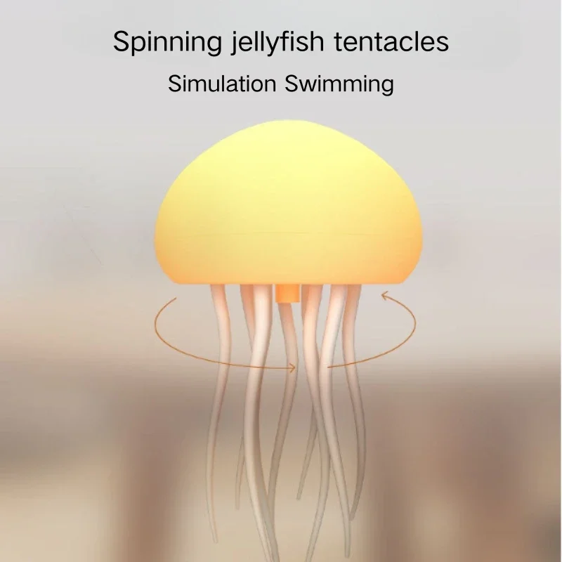 Color Changing Jellyfish LED Lamp USB Rechargeable Hangable LED Night Light RGB Small Living Room Modern ABS Voice Control 10000