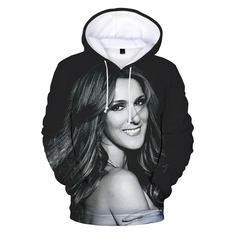 Sudaderas con capucha con estampado 3D de cantante Celine Dion para hombre y mujer, Jersey informal de Hip Hop, ropa de calle Harajuku, sudaderas con capucha de gran tamaño