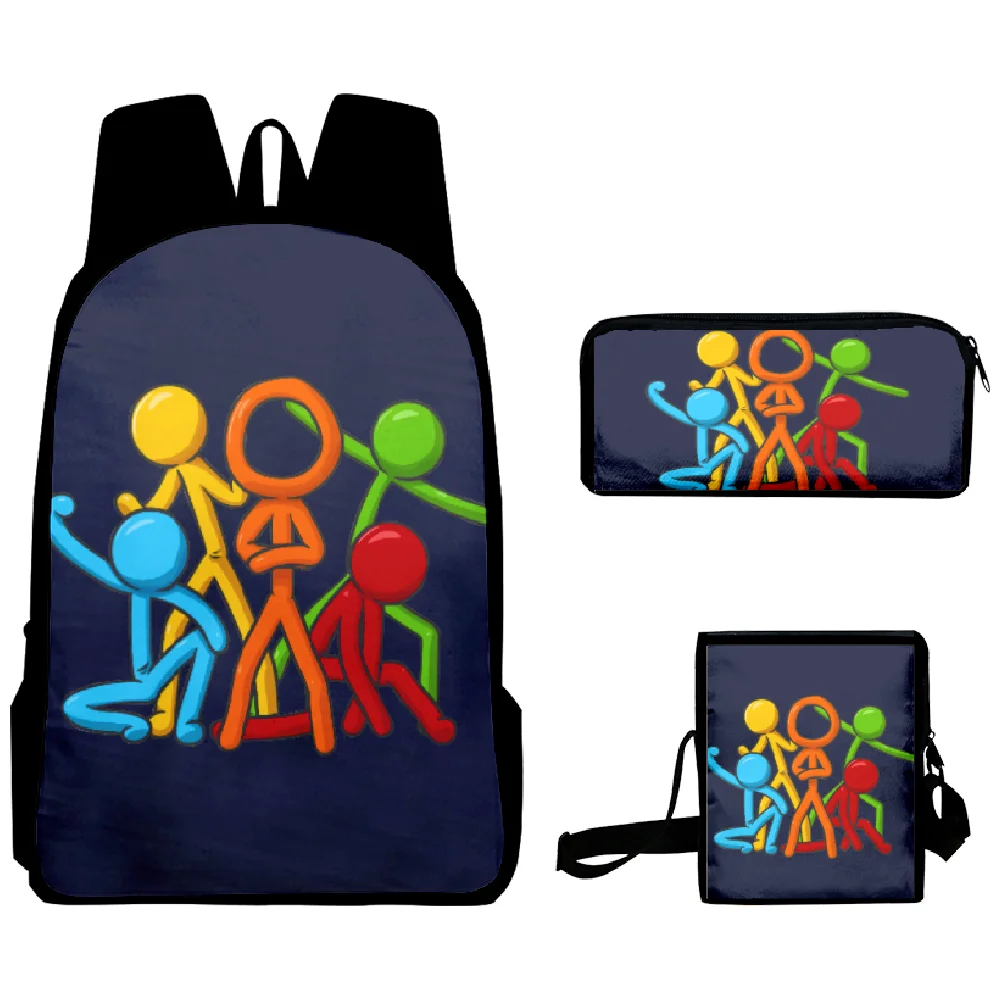 Conjunto de mochilas escolares con estampado 3D de Alan Becker para ordenador portátil, mochila de día, bolso de hombro inclinado, estuche para lápices, 3 unidades