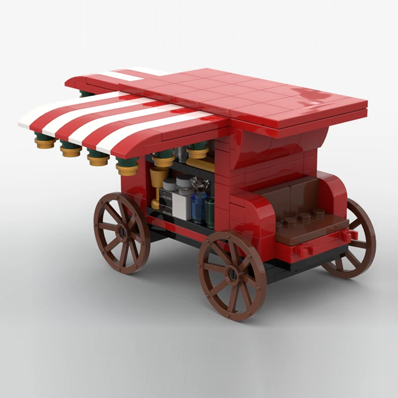 Medieval Castle Model MOC Building Bricks Western Peddler Wagon Modular Technology Gifts Holiday Assemble Children Toys Suit