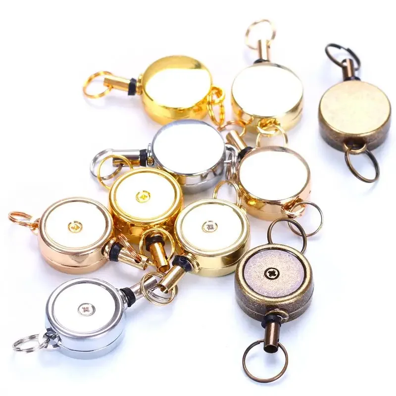 Mini Zinc Alloy Retractable Badge Reels Key Chain Holder Badge Holder Accessories ID Card Holder Clip Office Supplies