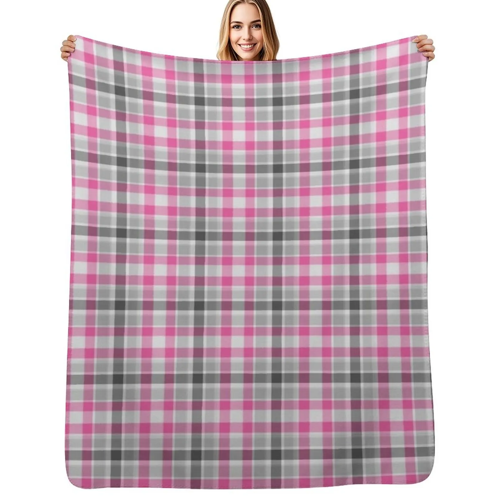 

PRIDE PLAID - Demigirl Throw Blanket All Season Lightweight Soft Blanket for Bed