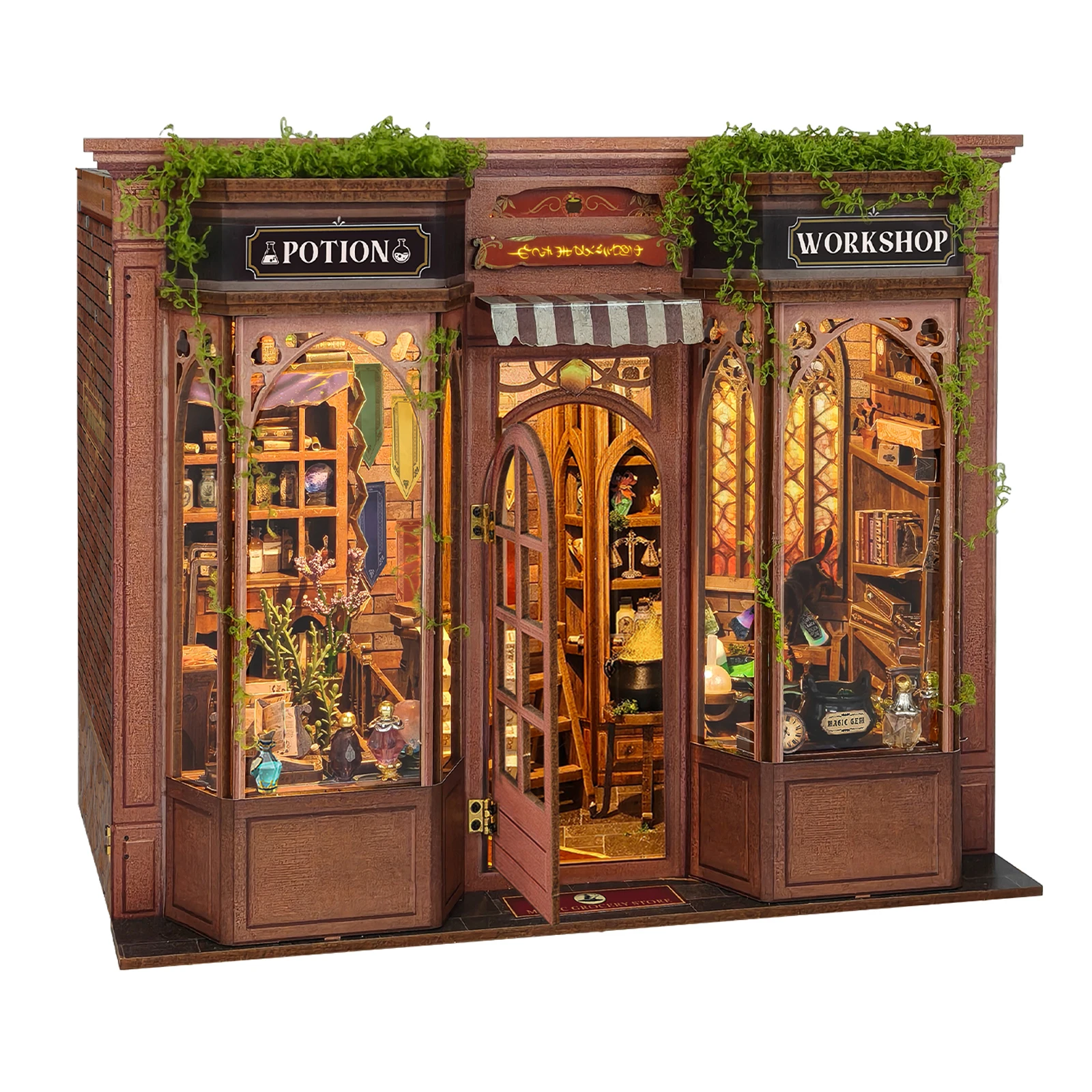 DIY 3D Wooden Magic Potion Workshop Cottage Jigsaw Puzzles Miniature Model Kits with Lights for Friends Girls Birthday Gifts