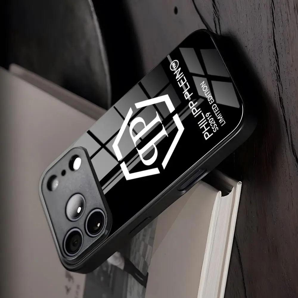 P-PhiliPP Brand PlEineS Phone Case Glass For IPhone17 Air 16 15 17 14 Pro Max 13 12 11 X XS XR Plus For Samsung S 26 24 23 Cool