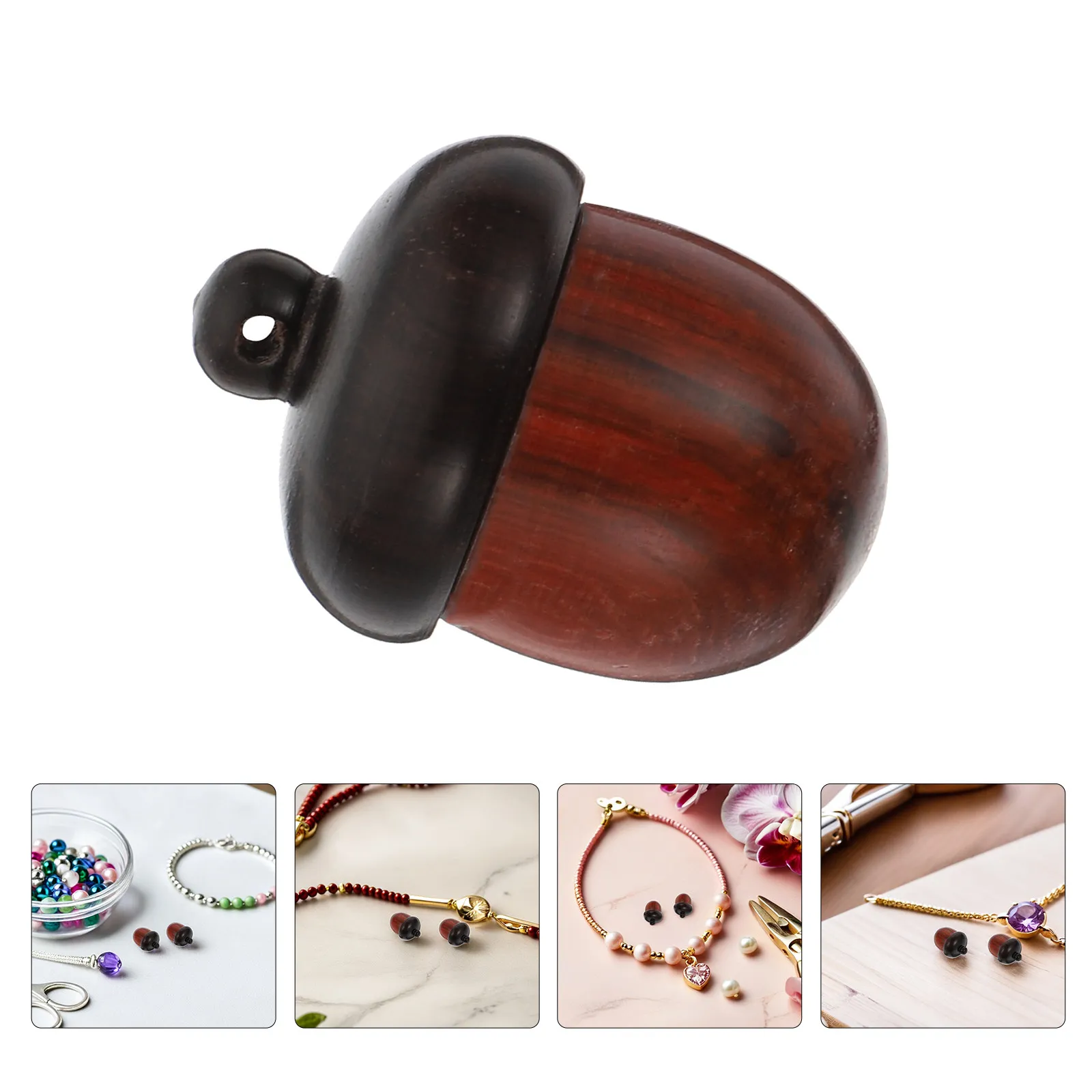 

4Pcs Handmade Wood Acorn Pendant Charms Openable Nut Box for Necklace DIY Keychain Fall Thanksgiving Craft Decoration
