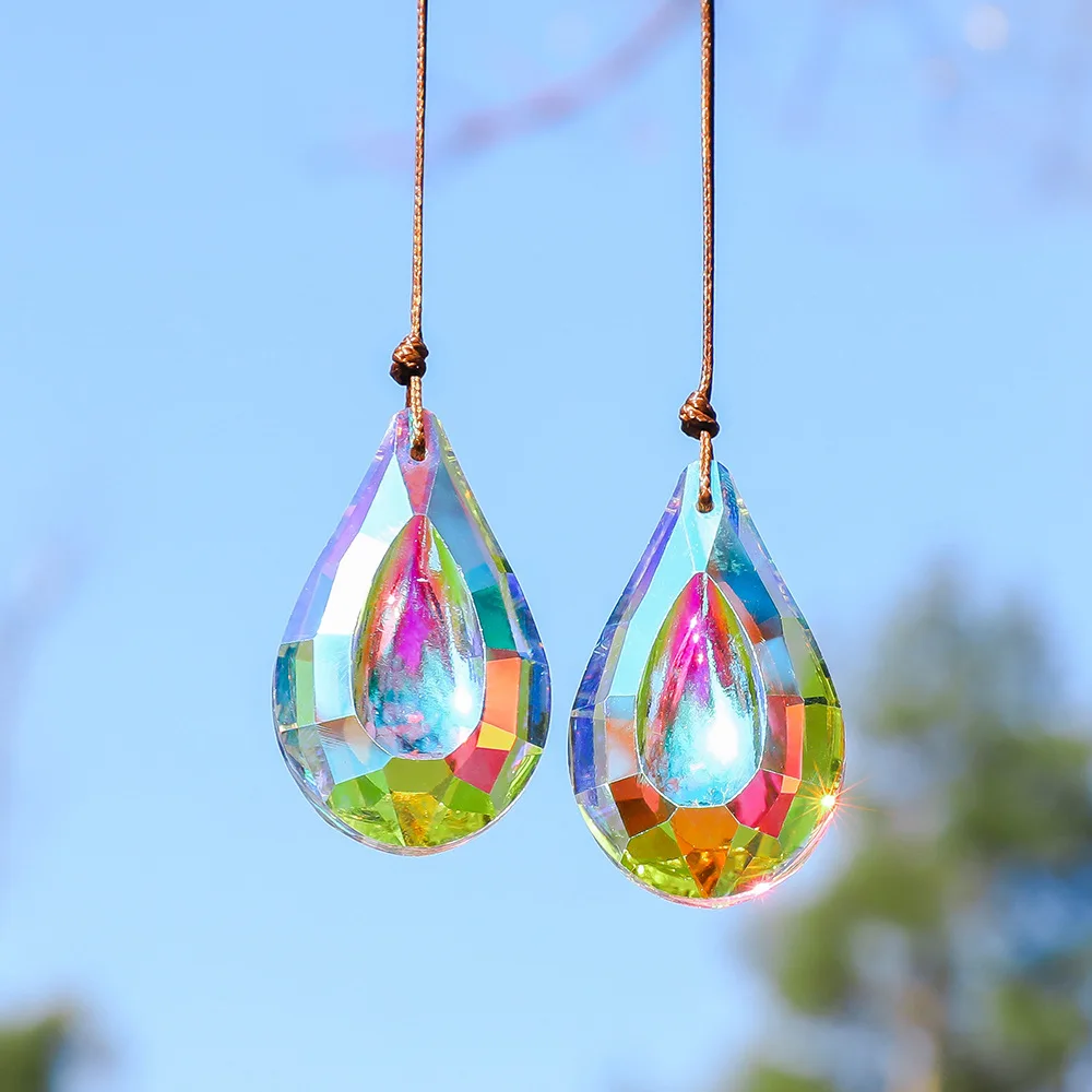 

Camal 50mm 1Pcs Crystal Prism Suncatcher for Windows Rainbow Maker Hanging Crystal for Garden Home Decor Single Faceted Colorful