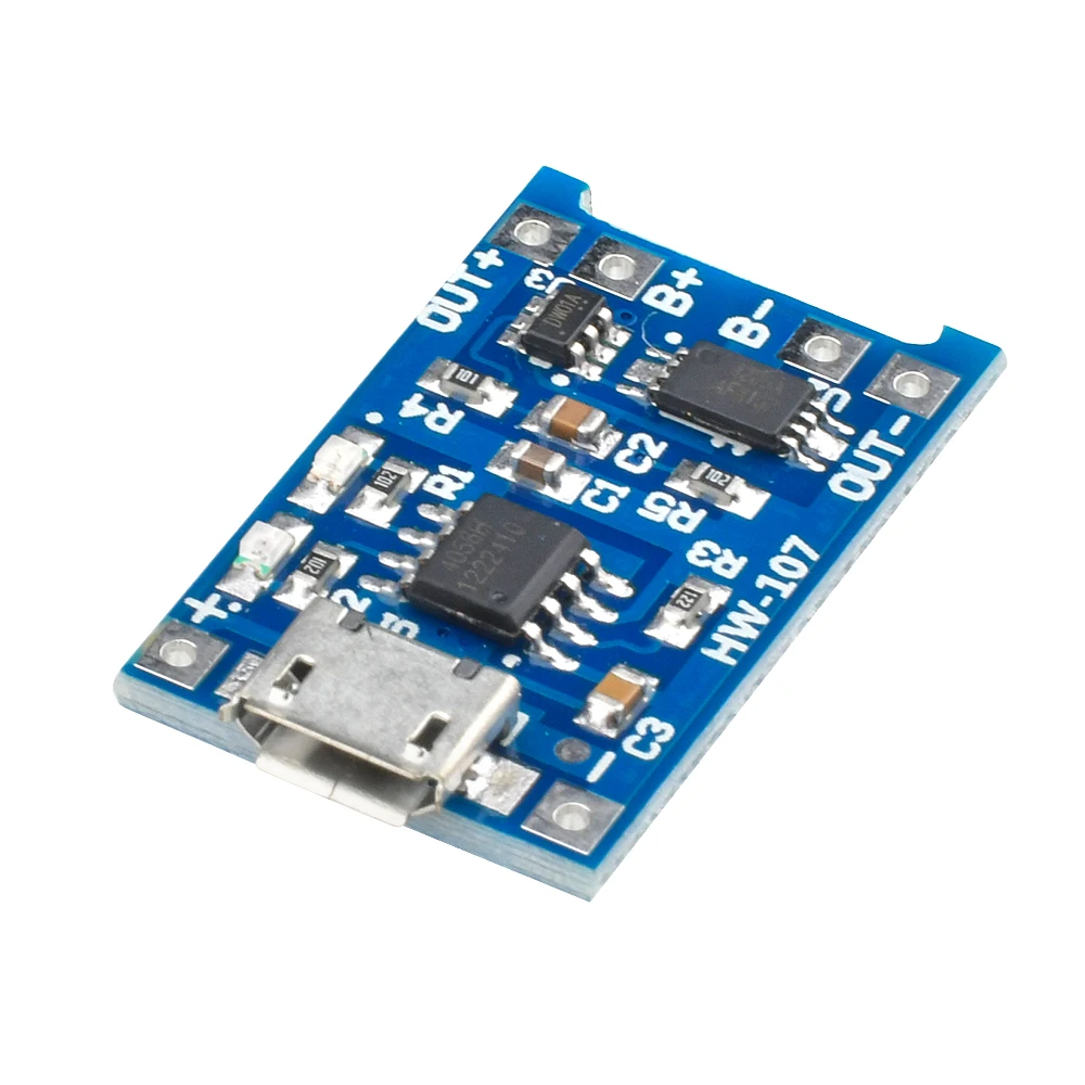 Placa de carregador de bateria de lítio tc4056a 5v 1a com proteção para baterias de lítio 3.6v/3.7v 18650 entrada micro usb