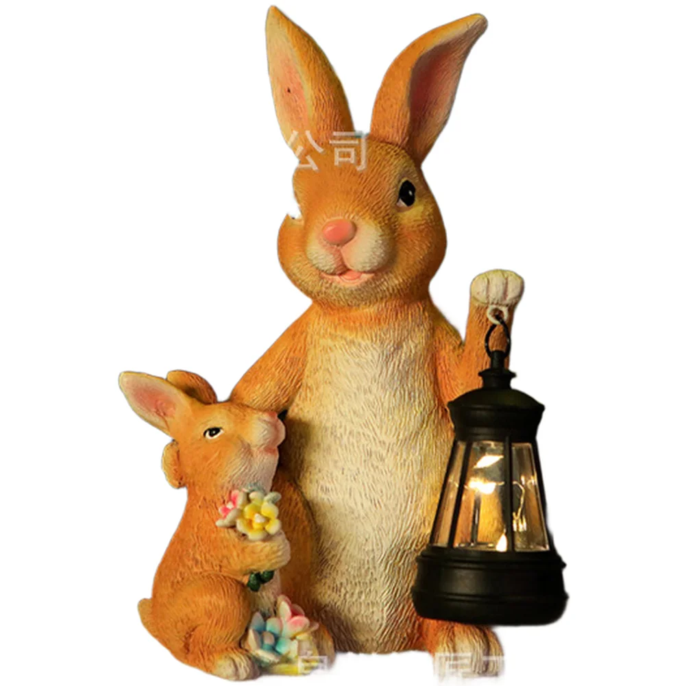 For Evening Garden Ambiance Solar Hanging Lamp Hanging Garden Statue Mother Daughter Rabbit Lamp Easy Installation
