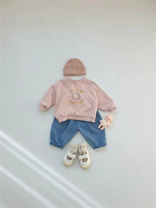 2023 frühjahr Neue Baby Lose Denim Hosen Mode Infant Mädchen Dot Print Hosen Nette Kleinkind Jungen Jean Hosen Baby Kleidung