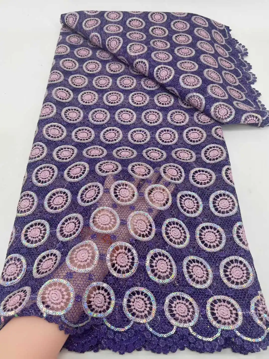 

Hot Sale New 2025 Guipure Lace Fabric With Sequins African Nigerian French for High End Wedding Party Bride Sewing Dress