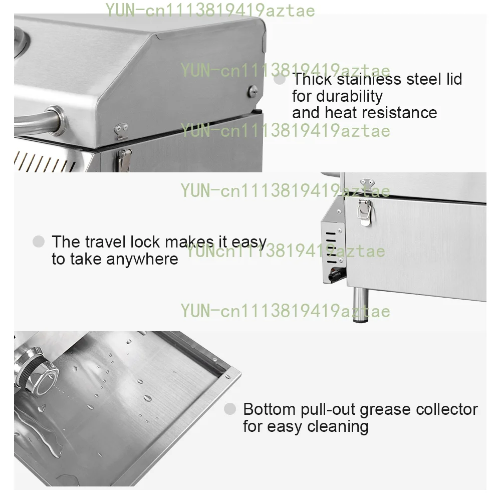 Portable Stainless Steel Gas Grill 2 Burners Tabletop Barbecue Gas Grill for Camping Outdoor