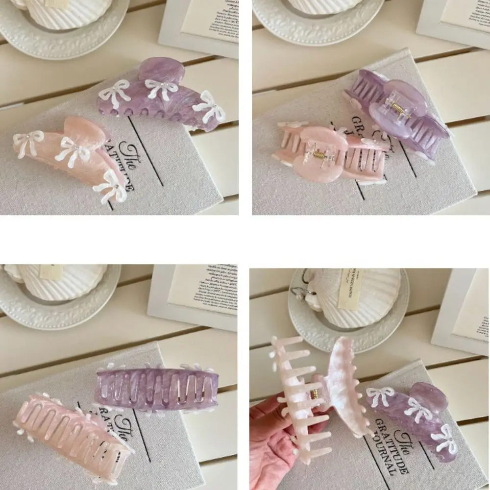 Creative Rhinestone Bow Hair Claw Ballet Headwear Bowknot Hair Clip Barrette Korean Style Acetic Acid Shark Clip Female