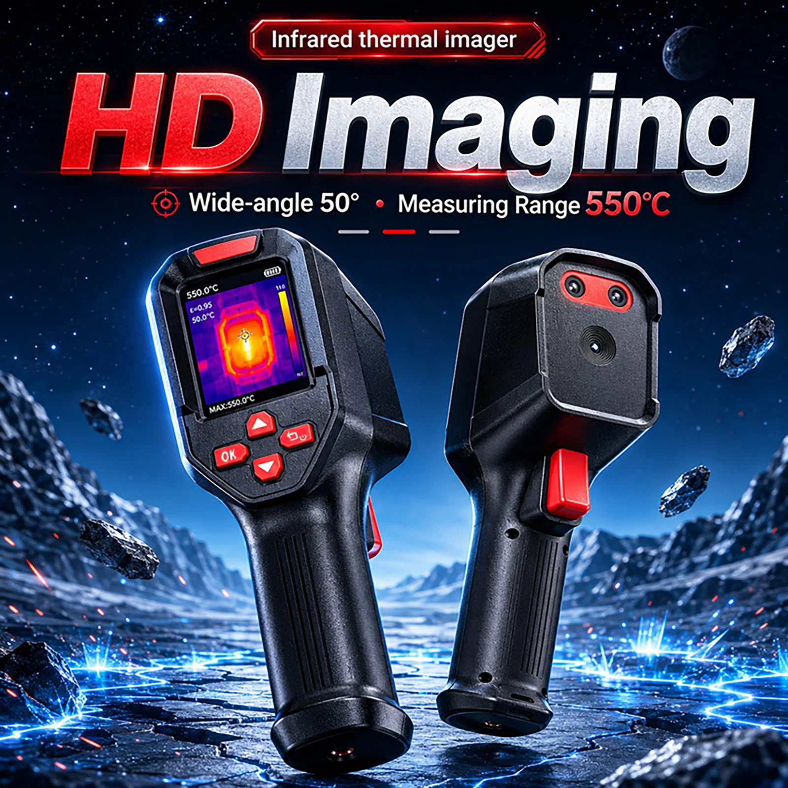 Thermal Imaging Camera Handheld Infrared  -20℃~550℃ Rechargeable Dustproof Anti-Drop For Electrical HVAC Inspection