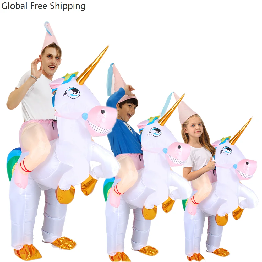 

Colorful Unicorn Pegasus Riding Cosplay Inflatable Costume Children's Day Performance Birthday Gift Carnival Halloween Christmas