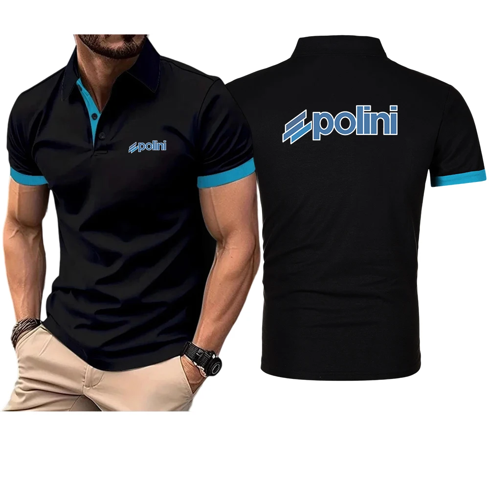 Image of 2026 Sommer Herren Polini Logo-Print Schnelltrocknendes Kurzarm-Polohemd – Premium Marken Atmungsaktives Reverskragen-Oberteil aus Eisseide