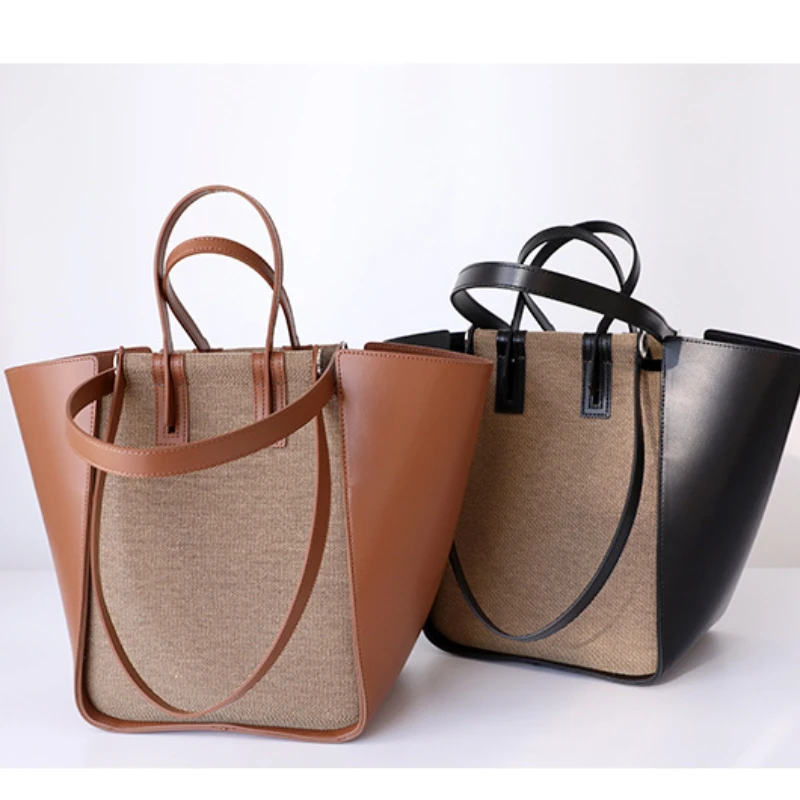 2024 New Contrast Color Patchwork Large Capacity Bag Women Commuter Totes Single Shoulder Crossbody Handbags Purse Chic Clutches