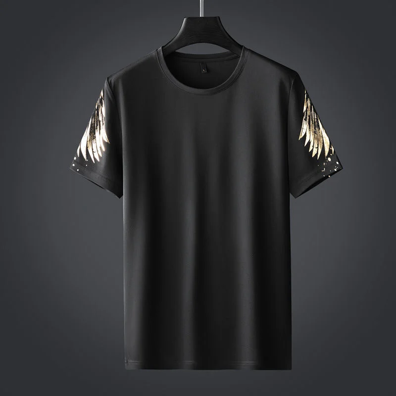 hot European wings diamond print high-end t-shirt men's short sleeve 2023 summer fashion brand half sleeve casual men's wear