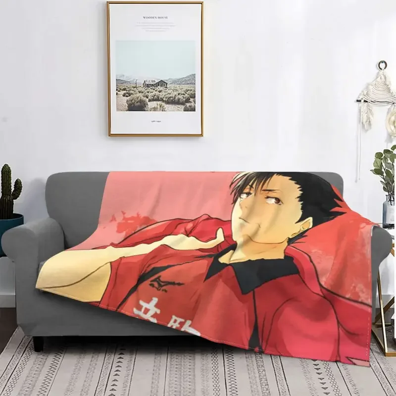 Anime Kuroo Tetsurou Knitted Blanket Flannel Haikyuu Japanese Volleyball Super Warm Throw Blanket for Car Sofa Couch Bedspread