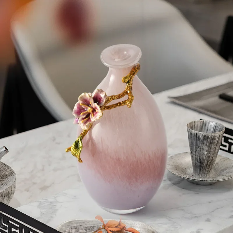 Light luxury ceramic vase, living room desktop enamel color, dried vase flower arrangement, creative luxury entrance