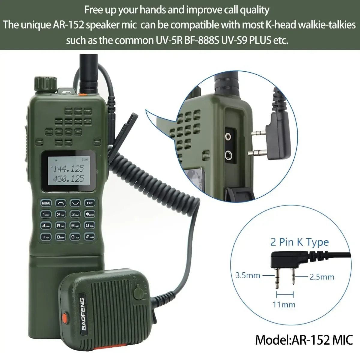 

Two Way Radio Baofeng Ar-152 Ar152 15w Antenna Dual Band 10W Long Range Rechargeable Ham Handheld Walkie Talkies with Speaker