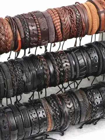 10PCS Random Style Men's Women's Webbing, Rope,Leather Bracelet Classical Festive Women Gift(Including But Not Limited to Pic)
