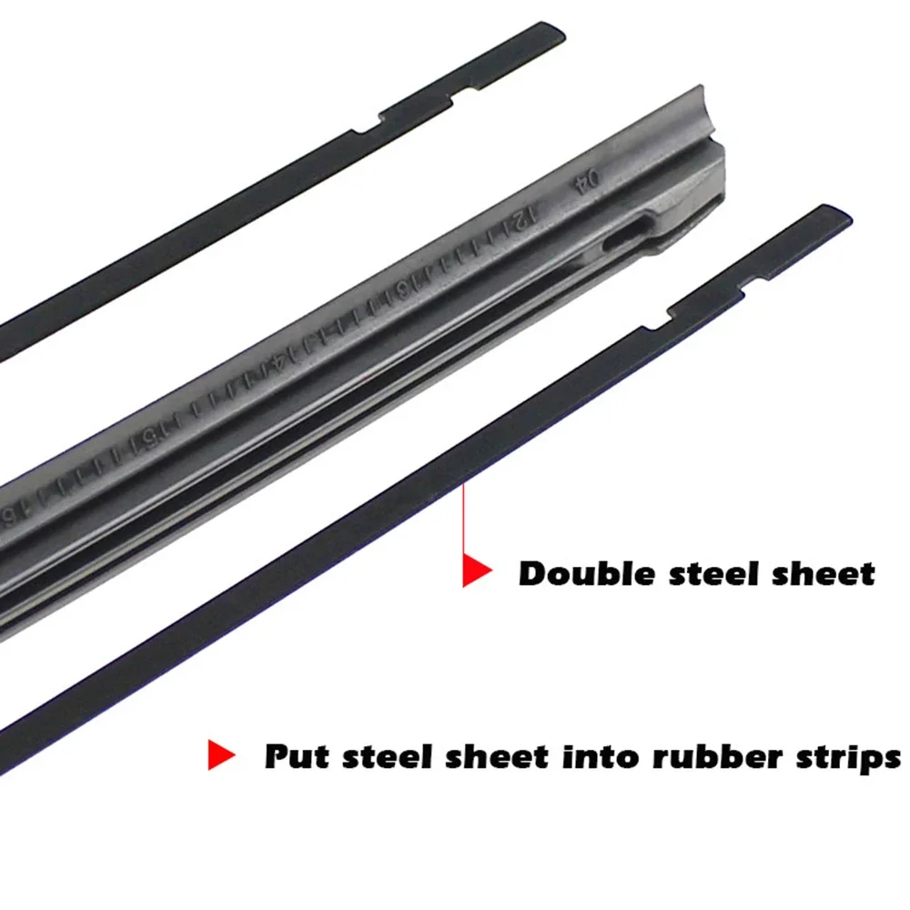 جودة عالمية مساحة زجاج السيارة الأمامي شفرات U-نوع لينة المطاط فرملس قوس قسط جميع المواسم استبدال السيارات #6