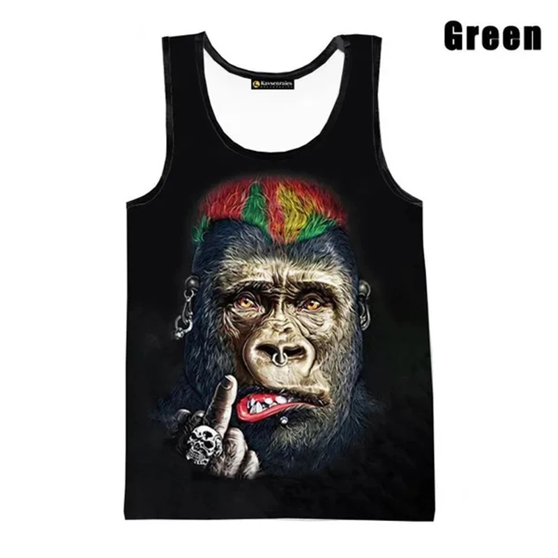 3D Print Monkey Gorilla Tank Tops Men Summer Casual Sleeveless T-shirt Oversized Funny Tees Shirt Streetwear Gimnasio Hombre