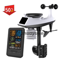 Temperature hygrometer wind speed anemometer color screen digital clock tuya graffiti WiFi smart weather station alarm clock