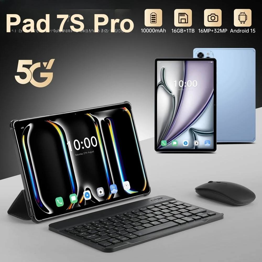 CHOTOG Hot Pad 7S Pro Tablet Android 5G Tablets 10000mah Global Version Tablet PC 10.1 Inch HD 22GB+2TB Face Recognition 5G Dual SIM Wi-Fi Bluetooth Tab for Kids Tabs