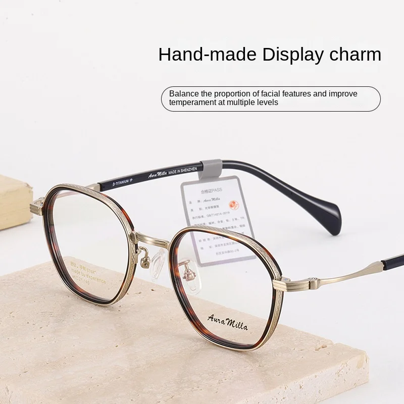 

eyewear frames with contrasting colors, retro pure titanium metal height, designer's men's and women's glasses, full frame ST6A