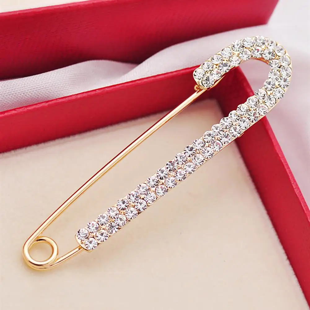 Exquisite Collar Brooch Anti-Exposure Brooch Pin Women Badge Pins Shining Rhinestone Sweater Safety Brooch Pin Jewelry Gift