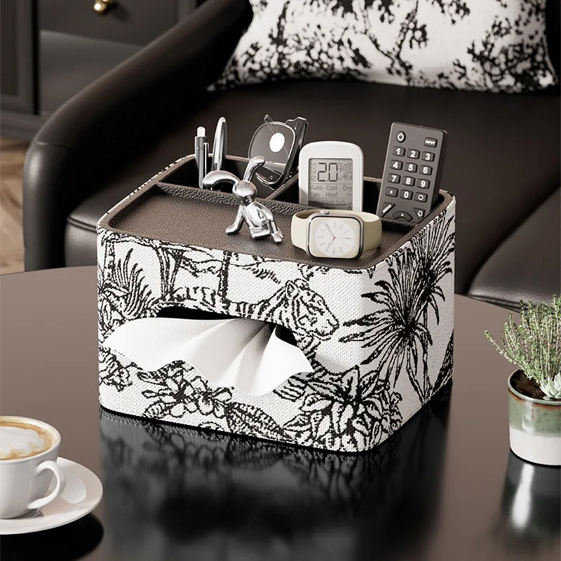 High-grade Sense Light Luxury Leather Tray Table Porch Coffee Table Key Storage Tray Sundry Lipstick Cosmetics Storage Box