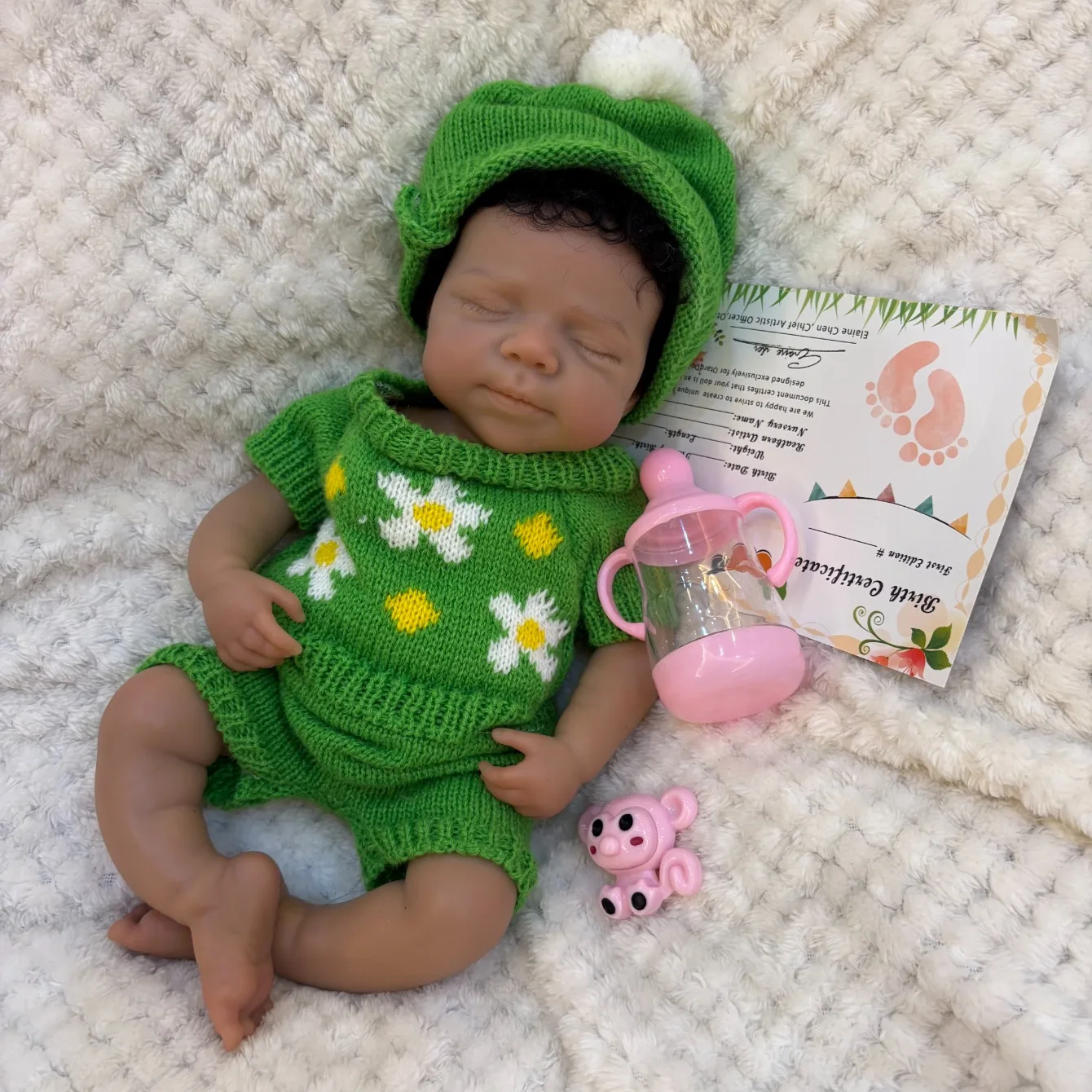 Aizwa1 Pascale in silicone può aprire la bocca Pelle scura 13 pollici Bebe Reborn Doll per bambini Regali di compleanno Neonata