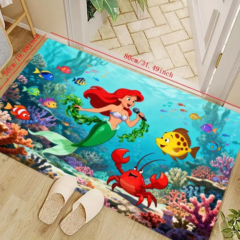 

1PC Disney The Little Mermaid Underwater Scene Area Rug for Living Room, Bedroom, Kids Playroom, Non-Slip Soft Floor Mat, 80cm x